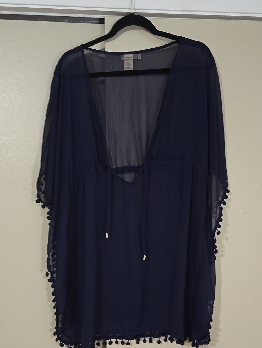 Bleu Rod Beattie Navy Sheer Swim Coverup Size Medium